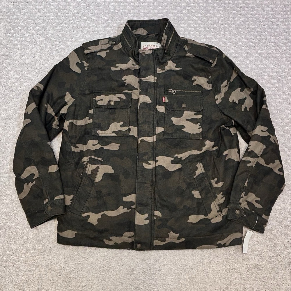 Levi's Military Field Jacket Men's XL Full Zip Quilted Lined CAMO CAMOUFLAGE